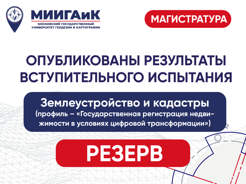 Результаты вступительного испытания в сетевую магистратуру по направлению подготовки 21.04.02 Землеустройство и кадастры (резервный день)